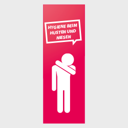 Aufkleber rechteckig (4,2 x 12,0 cm) mit Motiv HYGIENE BEIM HUSTEN UND NIESEN